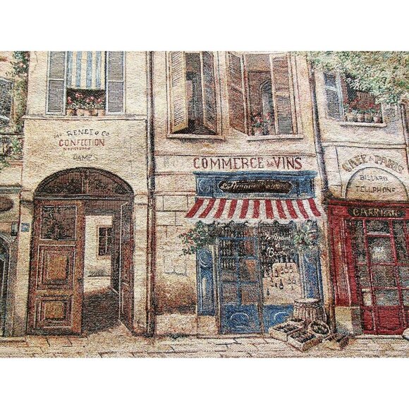 Mohawk Cafe De Paris Tapestry Wall Hanging Decor Art Size 54x38" 2002 Made USA - Picture 2 of 11